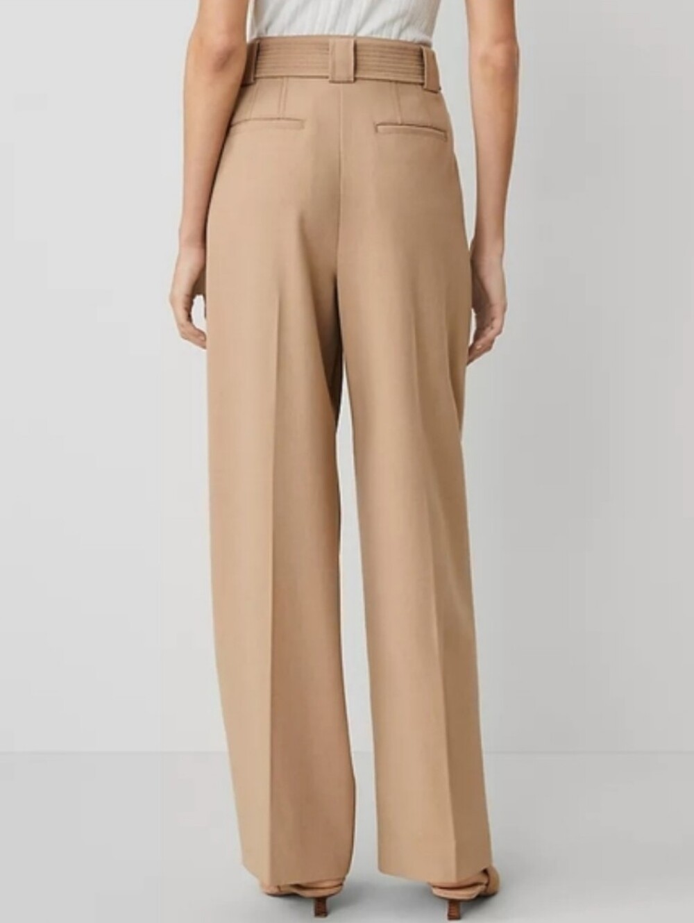 Ann Taylor The Belted Straight Leg Pant Women's Size 12 Tan - Picture 2 of 12